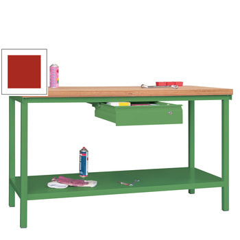 Beispielabbildung Werkbank mit Ablageboden, Schublade: hier in der resedagrünen Ausführung