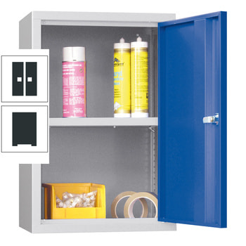 Stahl-Hängeschrank - 1 Vollblechtür - 600x400x300 mm (HxBxT) - anthrazitgrau RAL 7016 Anthrazitgrau | RAL 7016 Anthrazitgrau