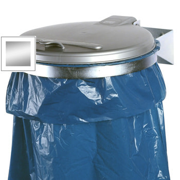Müllsackhalter zur Wandmontage - für einen 120 l Sack - 400 x 510 mm (BxT) - verzinkt - Deckel Kunststoff, silber zur Wandmontage | Silber | Verzinkt | 1 x 120 l Sackl