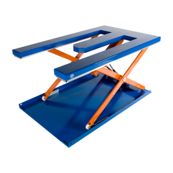 Flachform Hubtisch - Traglast 600 kg - E-Form - Fußschalter - 900 x 1.450 mm (BxT) - elektrohydraulisch Fußschalter