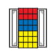 Ausgestattet mit 28 x Sichtlagerkasten Gr. 3 (8 x rot, 8 x blau, 12 x gelb)