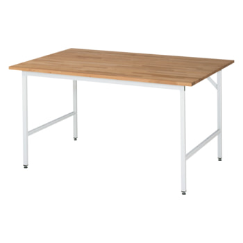 Arbeitstisch, Werktisch Buche massiv Arbeitsplatte, Tragkraft 300 kg, höhenverstellbar, 850 x 1.500 x 1.000 mm (HxBxT), lichtgrau, Multifunktionstisch 1500 mm | Buche, massiv | 1000 mm