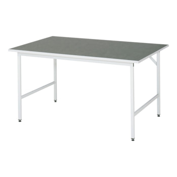 Arbeitstisch, Werktisch, Linoleum Arbeitsplatte, Tragkraft 300 kg, höhenverstellbar, 850 x 1.500 x 1.000 mm (HxBxT), lichtgrau, Multifunktionstisch 1500 mm | Linoleum | 1000 mm