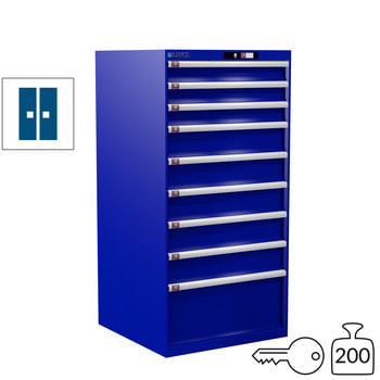 Lista Schubladenschrank - 13.106.090 - 1.450x717x725 mm (HxBxT) - 9 Schubladen - 200 kg - Key Lock - enzianblau (RAL 5010) 200 kg | RAL 5010 Enzianblau | RAL 5010 Enzianblau | Key Lock