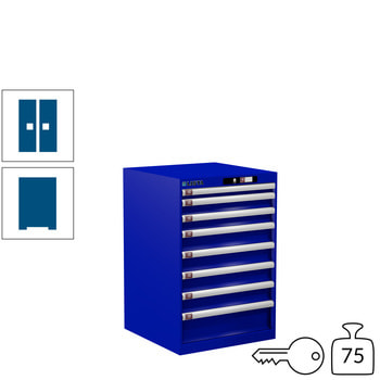 Lista Schubladenschrank - 14.250.090 - 850x564x572 mm (HxBxT) - 8 Schubladen - 75 kg - Key Lock - enzianblau (RAL 5010) RAL 5010 Enzianblau | RAL 5010 Enzianblau | Key Lock