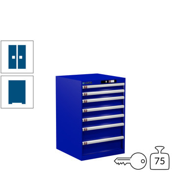 Lista Schubladenschrank - 14.252.090 - 850x564x572 mm (HxBxT) - 7 Schubladen - 75 kg - Key Lock - enzianblau (RAL 5010) RAL 5010 Enzianblau | RAL 5010 Enzianblau | Key Lock