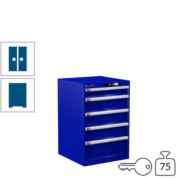 Lista Schubladenschrank - 14.256.090 - 850x564x572 mm (HxBxT) - 5 Schubladen - 75 kg - Key Lock - enzianblau (RAL 5010) RAL 5010 Enzianblau | RAL 5010 Enzianblau | Key Lock
