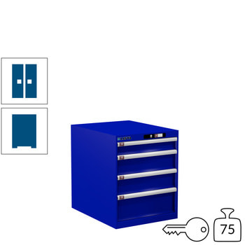 Lista Schubladenschrank - 14.350.090 - 700x564x725 mm (HxBxT) - 4 Schubladen - 75 kg - Key Lock - enzianblau (RAL 5010) RAL 5010 Enzianblau | RAL 5010 Enzianblau | Key Lock