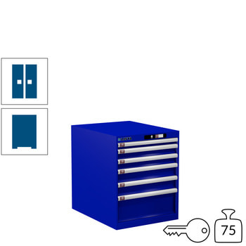 Lista Schubladenschrank - 14.352.090 - 700x564x725 mm (HxBxT) - 6 Schubladen - 75 kg - Key Lock - enzianblau (RAL 5010) RAL 5010 Enzianblau | RAL 5010 Enzianblau | Key Lock