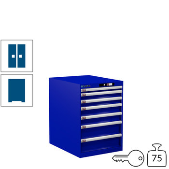 Lista Schubladenschrank - 14.354.090 - 800x564x725 mm (HxBxT) - 7 Schubladen - 75 kg - Key Lock - enzianblau (RAL 5010) RAL 5010 Enzianblau | RAL 5010 Enzianblau | Key Lock