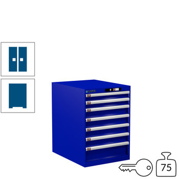 Lista Schubladenschrank - 14.367.090 - 800x564x725 mm (HxBxT) - 7 Schubladen - 75 kg - Key Lock - enzianblau (RAL 5010) RAL 5010 Enzianblau | RAL 5010 Enzianblau | Key Lock