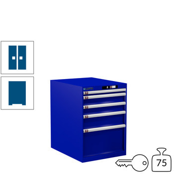 Lista Schubladenschrank - 14.368.090 - 800x564x725 mm (HxBxT) - 5 Schubladen - 75 kg - Key Lock - enzianblau (RAL 5010) RAL 5010 Enzianblau | RAL 5010 Enzianblau | Key Lock