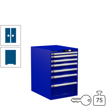Lista Schubladenschrank - 14.404.090 - 850x564x725 mm (HxBxT) - 7 Schubladen - 75 kg - Key Lock - enzianblau (RAL 5010) RAL 5010 Enzianblau | RAL 5010 Enzianblau | Key Lock