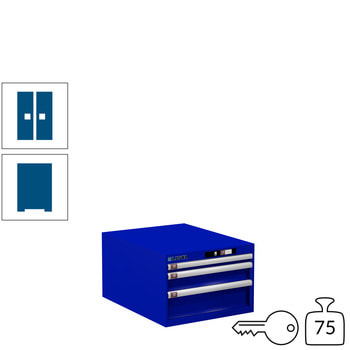 Lista Schubladenschrank - 14.437.090 - 383x564x725 mm (HxBxT) - 3 Schubladen - 75 kg - Key Lock - enzianblau (RAL 5010) RAL 5010 Enzianblau | RAL 5010 Enzianblau | Key Lock