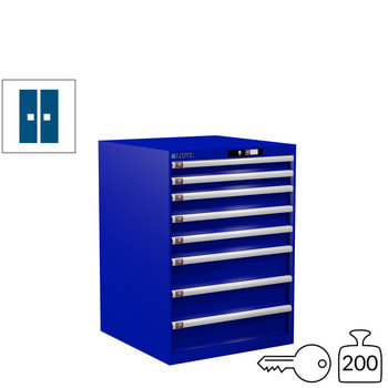 Lista Schubladenschrank - 14.506.090 - 1.000x717x725 mm (HxBxT) - 8 Schubladen - 200 kg - Key Lock - enzianblau (RAL 5010) 200 kg | RAL 5010 Enzianblau | RAL 5010 Enzianblau | Key Lock