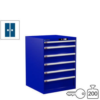 Lista Schubladenschrank - 14.509.090 - 1.000x717x725 mm (HxBxT) - 6 Schubladen - 200 kg - Key Lock - enzianblau (RAL 5010) 200 kg | RAL 5010 Enzianblau | RAL 5010 Enzianblau | Key Lock