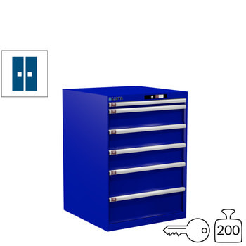 Lista Schubladenschrank - 14.510.090 - 1.000x717x725 mm (HxBxT) - 6 Schubladen - 200 kg - Key Lock - enzianblau (RAL 5010) 200 kg | RAL 5010 Enzianblau | RAL 5010 Enzianblau | Key Lock