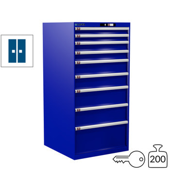 Lista Schubladenschrank - 14.511.090 - 1.450x717x725 mm (HxBxT) - 9 Schubladen - 200 kg - Key Lock - enzianblau (RAL 5010) 200 kg | RAL 5010 Enzianblau | RAL 5010 Enzianblau | Key Lock