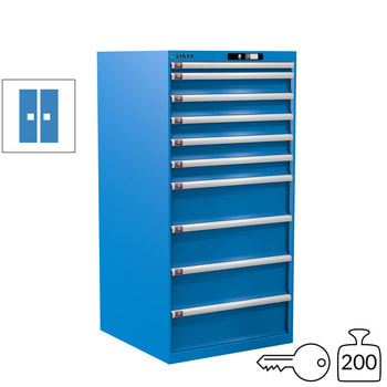 Lista Schubladenschrank - 14.512.010 - 1.450x717x725 mm (HxBxT) - 10 Schubladen - 200 kg - Key Lock - lichtblau (RAL 5012) 200 kg | RAL 5012 Lichtblau | RAL 5012 Lichtblau | Key Lock