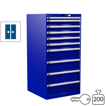 Lista Schubladenschrank - 14.512.090 - 1.450x717x725 mm (HxBxT) - 10 Schubladen - 200 kg - Key Lock - enzianblau (RAL 5010) 200 kg | RAL 5010 Enzianblau | RAL 5010 Enzianblau | Key Lock