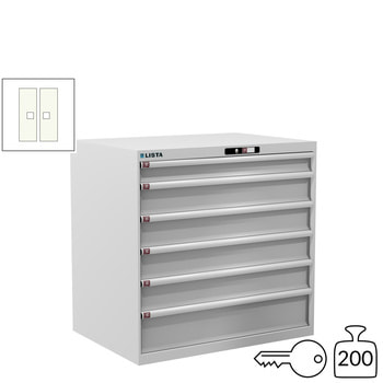 Lista Schubladenschrank - 14.515.110 - 1.000x1.023x725 mm (HxBxT) - 6 Schubladen - 200 kg - Key Lock - reinweiß (RAL 9010) 200 kg | RAL 9010 Reinweiß | RAL 9010 Reinweiß | Key Lock