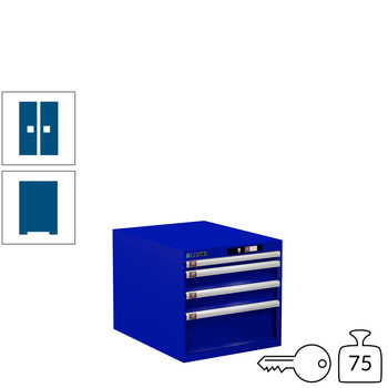 Lista Schubladenschrank - 15.009.090 - 533x564x725 mm (HxBxT) - 4 Schubladen - 75 kg - Key Lock - enzianblau (RAL 5010) RAL 5010 Enzianblau | RAL 5010 Enzianblau | Key Lock