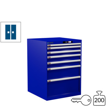 Lista Schubladenschrank - 18.205.090 - 1.000x717x725 mm (HxBxT) - 7 Schubladen - 200 kg - Key Lock - enzianblau (RAL 5010) 200 kg | RAL 5010 Enzianblau | RAL 5010 Enzianblau | Key Lock