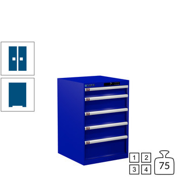 Lista Schubladenschrank - 78.100.090 - 850x564x572 mm (HxBxT) - 5 Schubladen - 75 kg - Code Lock - enzianblau (RAL 5010) RAL 5010 Enzianblau | RAL 5010 Enzianblau | Code Lock