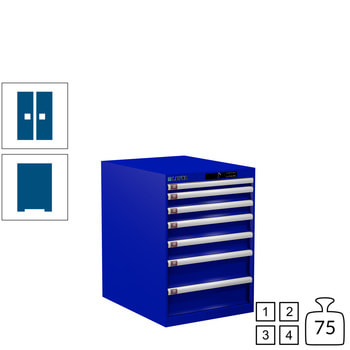 Lista Schubladenschrank - 78.134.090 - 800x564x725 mm (HxBxT) - 7 Schubladen - 75 kg - Code Lock - enzianblau (RAL 5010) RAL 5010 Enzianblau | RAL 5010 Enzianblau | Code Lock