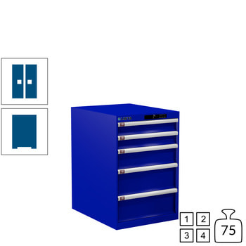 Lista Schubladenschrank - 78.142.090 - 850x564x725 mm (HxBxT) - 5 Schubladen - 75 kg - Code Lock - enzianblau (RAL 5010) RAL 5010 Enzianblau | RAL 5010 Enzianblau | Code Lock
