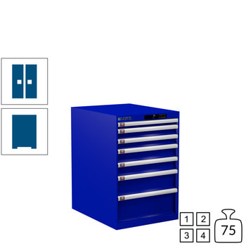 Lista Schubladenschrank - 78.146.090 - 850x564x725 mm (HxBxT) - 7 Schubladen - 75 kg - Code Lock - enzianblau (RAL 5010) RAL 5010 Enzianblau | RAL 5010 Enzianblau | Code Lock