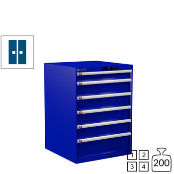 Lista Schubladenschrank - 78.173.090 - 1.000x717x725 mm (HxBxT) - 6 Schubladen - 200 kg - Code Lock - enzianblau (RAL 5010) 200 kg | RAL 5010 Enzianblau | RAL 5010 Enzianblau | Code Lock