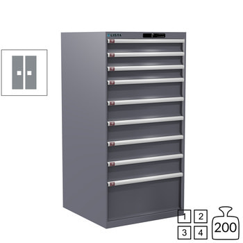 Lista Schubladenschrank - 78.183.080 - 1.450x717x725 mm (HxBxT) - 9 Schubladen - 200 kg - Code Lock - Taubengrau (NCS S 4502-B) 200 kg | NCS S 4502-B Taubengrau | NCS S 4502-B Taubengrau | Code Lock