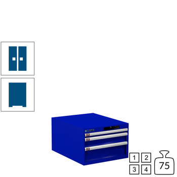 Lista Schubladenschrank - 78.213.090 - 383x564x725 mm (HxBxT) - 3 Schubladen - 75 kg - Code Lock - enzianblau (RAL 5010) RAL 5010 Enzianblau | RAL 5010 Enzianblau | Code Lock
