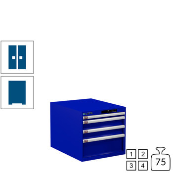 Lista Schubladenschrank - 78.282.090 - 533x564x725 mm (HxBxT) - 4 Schubladen - 75 kg - Code Lock - enzianblau (RAL 5010) RAL 5010 Enzianblau | RAL 5010 Enzianblau | Code Lock