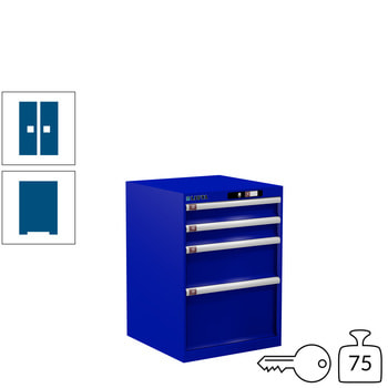 Lista Schubladenschrank - 78.289.090 - 800x564x572 mm (HxBxT) - 4 Schubladen - 75 kg - Key Lock - enzianblau (RAL 5010) RAL 5010 Enzianblau | RAL 5010 Enzianblau | Key Lock
