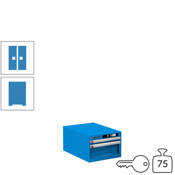 Lista Schubladenschrank - 78.400.010 - 283x411x572 mm (HxBxT) - 2 Schubladen - 75 kg - Key Lock - lichtblau (RAL 5012) RAL 5012 Lichtblau | RAL 5012 Lichtblau | Key Lock
