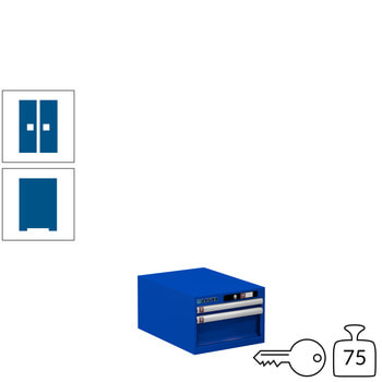 Lista Schubladenschrank - 78.400.100 - 283x411x572 mm (HxBxT) - 2 Schubladen - 75 kg - Key Lock - Signalblau (RAL 5005) RAL 5005 Signalblau | RAL 5005 Signalblau | Key Lock