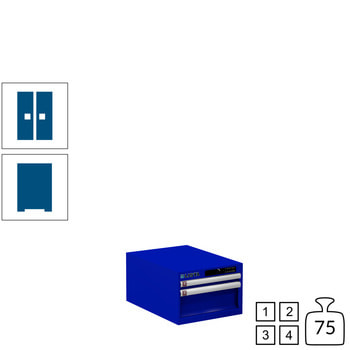 Lista Schubladenschrank - 78.401.090 - 283x411x572 mm (HxBxT) - 2 Schubladen - 75 kg - Code Lock - enzianblau (RAL 5010) RAL 5010 Enzianblau | RAL 5010 Enzianblau | Code Lock