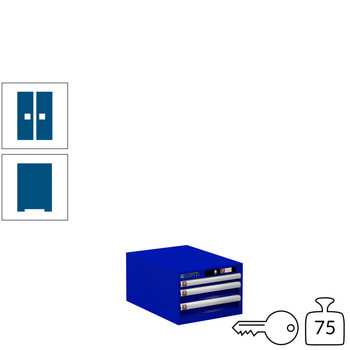 Lista Schubladenschrank - 78.404.090 - 283x411x572 mm (HxBxT) - 3 Schubladen - 75 kg - Key Lock - enzianblau (RAL 5010) RAL 5010 Enzianblau | RAL 5010 Enzianblau | Key Lock