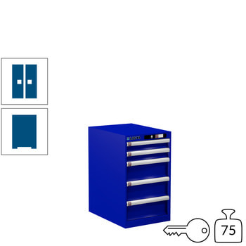 Lista Schubladenschrank - 78.420.090 - 700x411x572 mm (HxBxT) - 5 Schubladen - 75 kg - Key Lock - enzianblau (RAL 5010) RAL 5010 Enzianblau | RAL 5010 Enzianblau | Key Lock