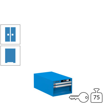 Lista Schubladenschrank - 78.431.010 - 283x411x725 mm (HxBxT) - 2 Schubladen - 75 kg - Key Lock - lichtblau (RAL 5012) RAL 5012 Lichtblau | RAL 5012 Lichtblau | Key Lock