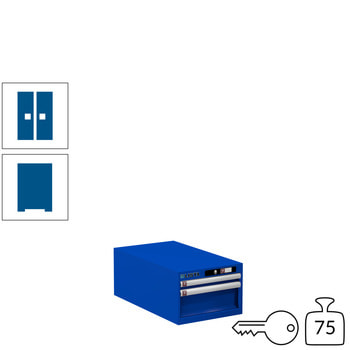 Lista Schubladenschrank - 78.431.100 - 283x411x725 mm (HxBxT) - 2 Schubladen - 75 kg - Key Lock - Signalblau (RAL 5005) RAL 5005 Signalblau | RAL 5005 Signalblau | Key Lock