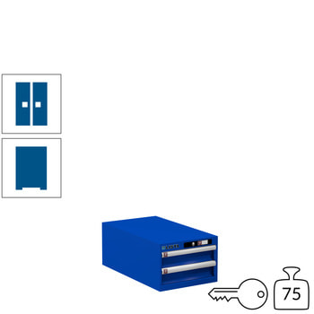 Lista Schubladenschrank - 78.433.100 - 283x411x725 mm (HxBxT) - 2 Schubladen - 75 kg - Key Lock - Signalblau (RAL 5005) RAL 5005 Signalblau | RAL 5005 Signalblau | Key Lock