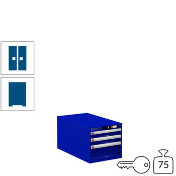 Lista Schubladenschrank - 78.437.090 - 383x411x725 mm (HxBxT) - 3 Schubladen - 75 kg - Key Lock - enzianblau (RAL 5010) RAL 5010 Enzianblau | RAL 5010 Enzianblau | Key Lock
