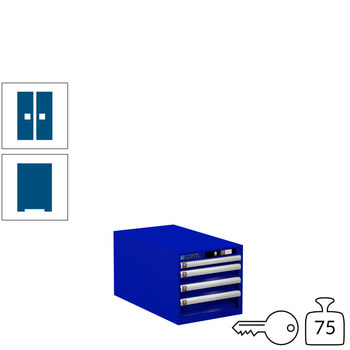 Lista Schubladenschrank - 78.441.090 - 383x411x725 mm (HxBxT) - 4 Schubladen - 75 kg - Key Lock - enzianblau (RAL 5010) RAL 5010 Enzianblau | RAL 5010 Enzianblau | Key Lock
