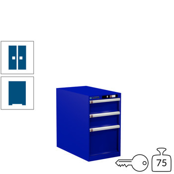 Lista Schubladenschrank - 78.447.090 - 700x411x725 mm (HxBxT) - 3 Schubladen - 75 kg - Key Lock - enzianblau (RAL 5010) RAL 5010 Enzianblau | RAL 5010 Enzianblau | Key Lock