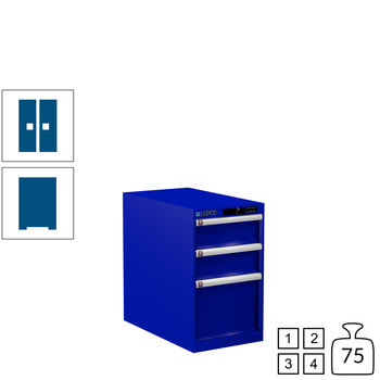 Lista Schubladenschrank - 78.448.090 - 700x411x725 mm (HxBxT) - 3 Schubladen - 75 kg - Code Lock - enzianblau (RAL 5010) RAL 5010 Enzianblau | RAL 5010 Enzianblau | Code Lock