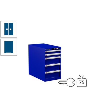 Lista Schubladenschrank - 78.449.090 - 700x411x725 mm (HxBxT) - 5 Schubladen - 75 kg - Key Lock - enzianblau (RAL 5010) RAL 5010 Enzianblau | RAL 5010 Enzianblau | Key Lock