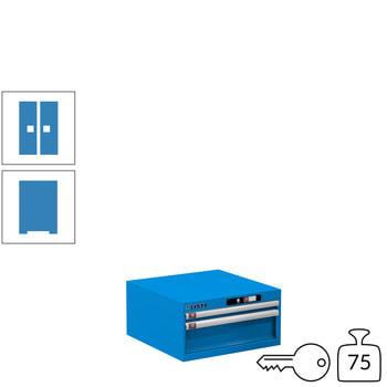 Lista Schubladenschrank - 78.461.010 - 283x564x572 mm (HxBxT) - 2 Schubladen - 75 kg - Key Lock - lichtblau (RAL 5012) RAL 5012 Lichtblau | RAL 5012 Lichtblau | Key Lock